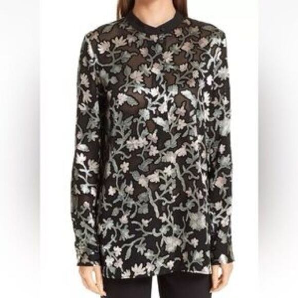 LAFAYETTE 148 NEW YORK Brayden Long-Sleeve Button-Front Floral-Burnout Blouse 3X - Picture 7 of 7